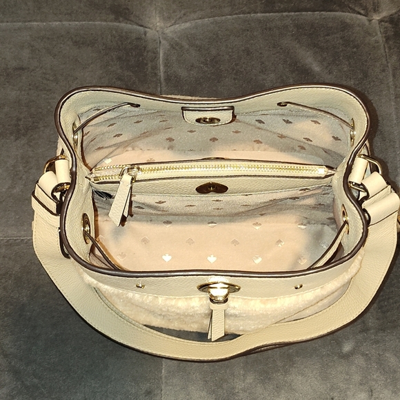 NWOT KATE SPADE MARTI FAUX FUR BUCKET SHOULDER BAG LIGHT SAND - Picture 14 of 15